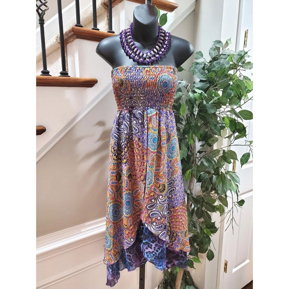 Sunny Leigh Women Multicolor Polyester Off The Shoulder Knee Length Dress Size M